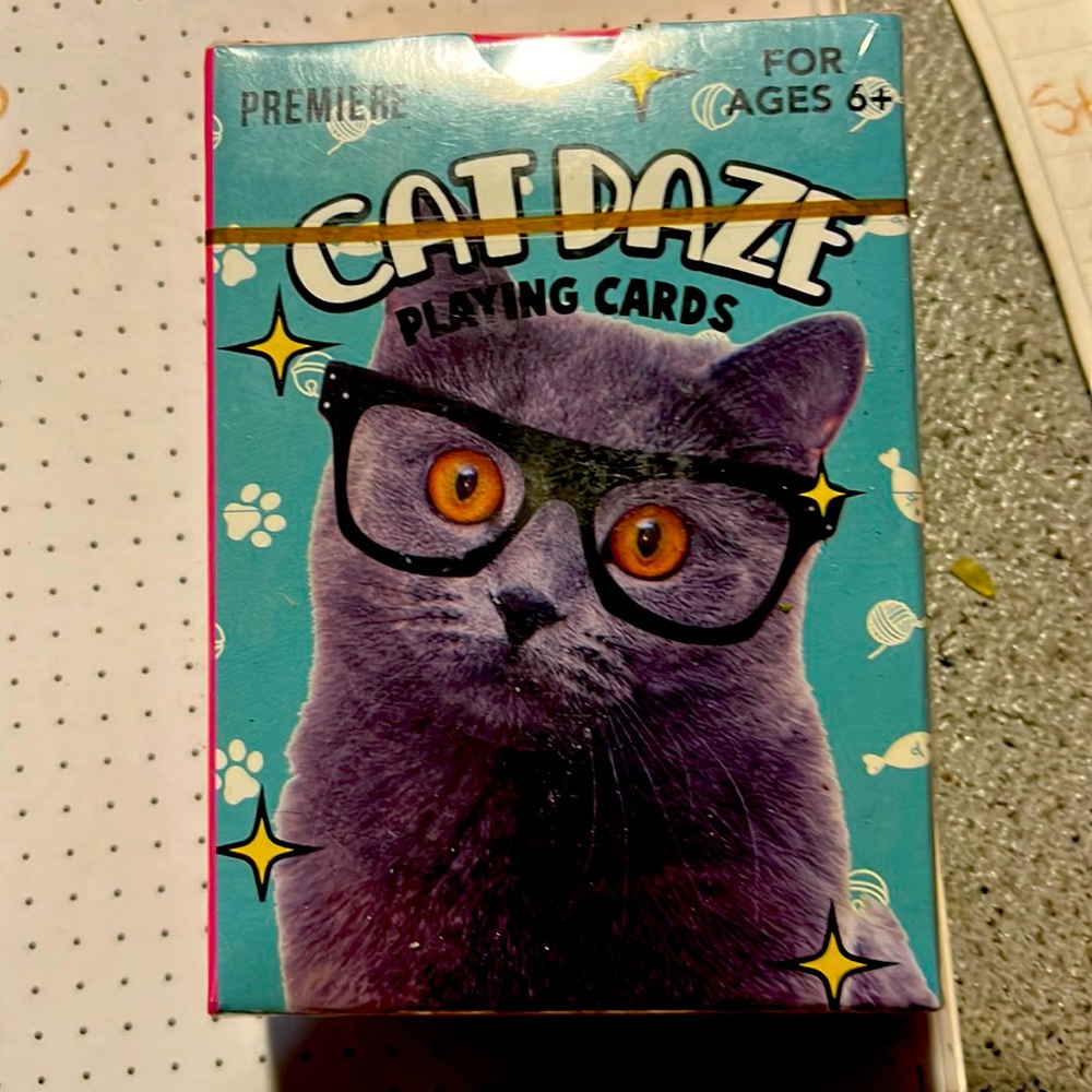 New in box plastic wrap intact, premier brand, cat daze playing cards ages 6+